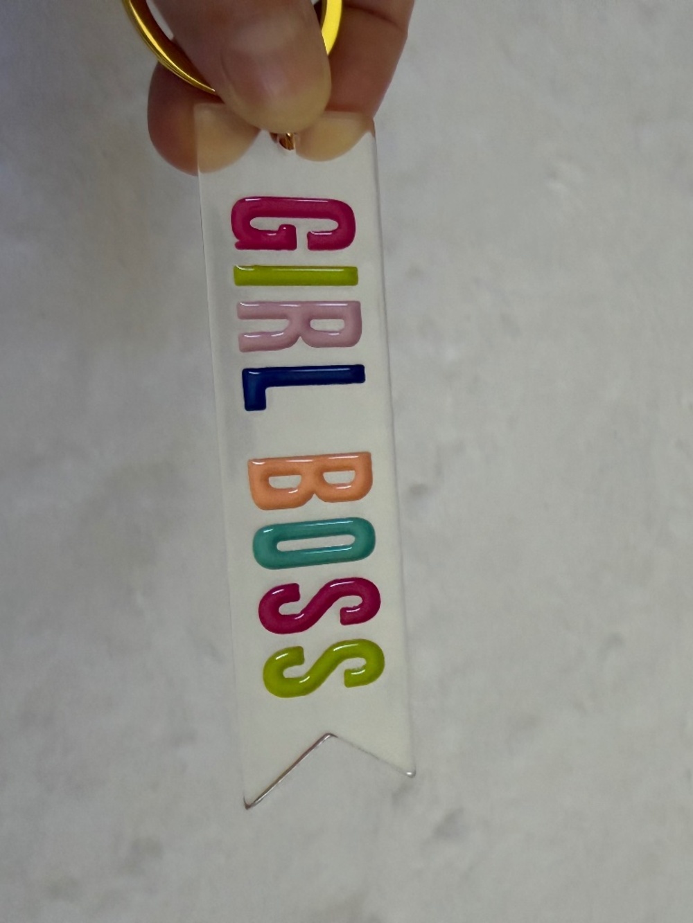 Santa Barbara Design Studio “Girl Boss” Acrylic Multicolor Keychain Pink Tassel